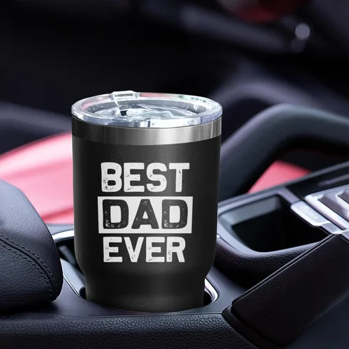 Vista 7 de Vaso de acero inoxidable aislado de 30 onzas con tapa y popote para el Día del Padre, Navidad y cumpleaños