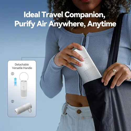 Vista 4 de RoneAir Purificador de aire para automóvil, purificador de aire portátil inalámbrico para automóvil, oficina, habitación pequeña con filtro HEPA