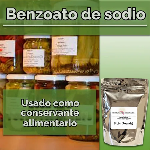 Vista 2 de Benzoato de sodio 99% USP/FCC Grado 5 Lb (Libra) Conservante, Aditivo