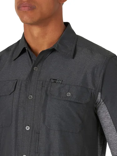 Vista 3 de ATG de Wrangler - Camisa de manga larga para hombre, de material mixto Negro