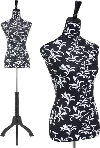 Vista 10 de HCY Maniquíes femeninos Torso forma de maniquí soporte para exhibición de 60 a 67 pulgadas de altura ajustable para coser base de madera, cuerpo