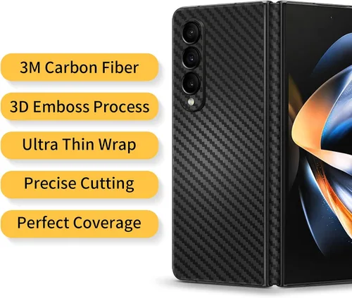 Vista 2 de Para Samsung Galaxy Z Fold 4 Etiqueta engomada del teléfono Envoltura de la piel de fibra de carbono Película de una sola pieza 3M vinilo ultra fino