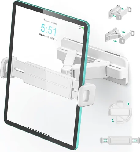 Vista 7 de Mistriddle - Soporte de pared para tableta, instalación doble, rotación de 360° Yoga Kitchen Makeup Wall Mount, Adjustable Arm, Drill or Adhesive