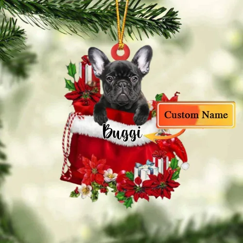 Vista 106 de Perro Akita Inu personalizado en bolsa de regalo, adorno de Navidad, nombre personalizado, regalo para amantes de los perros, familia, Navidad