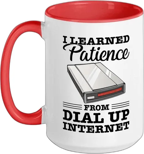 Vista 13 de Taza de cerámica vintage de los 90s Nostalgia Retro 90s Dial Up Internet Vintage, negro/blanco