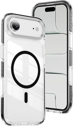 Vista 27 de LEMAXELERS Funda magnética transparente para iPhone 18 Pro Max, color negro