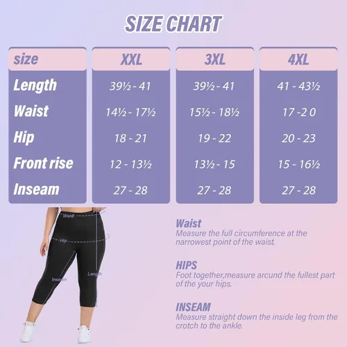 Vista 4 de Happy.angel Leggings de talla extra grande con bolsillos para mujer, pantalones de yoga capri de cintura alta, ajustados, recortados, tallas 3X 4X