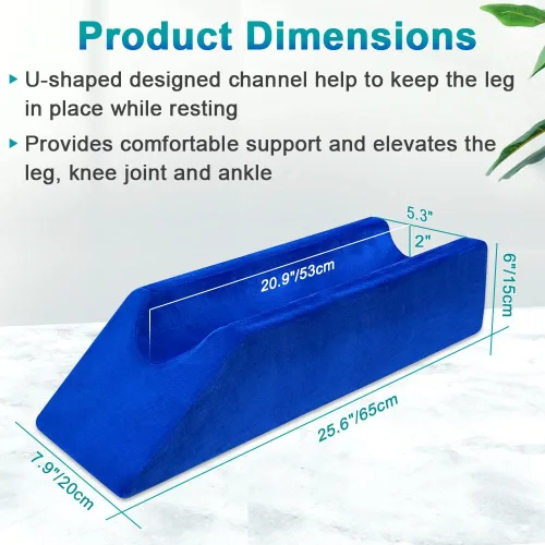 Vista 4 de Almohada de cuña de elevación de piernas, almohada de descanso de rodilla para dormir después de la cirugía, soporte de rodilla de espuma para cama