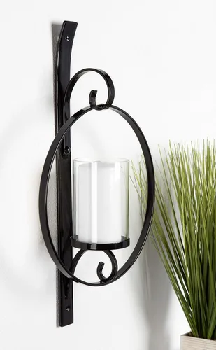 Vista 4 de Kate and Laurel Doria - Candelabro de pared de metal, color negro
