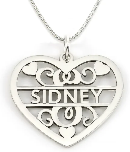 Vista 8 de AJ's Collection Collar de plata de ley con inicial y nombre de corazón elegante. Elección de 925, placa de oro de 14 quilates o placa de oro rosa