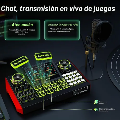 Vista 5 de TENLAMP Paquete de mezclador de audio G9 con micrófono para streaming y Transmisión fácil con reducción de ruido, efectos de voz, sintonización Azul