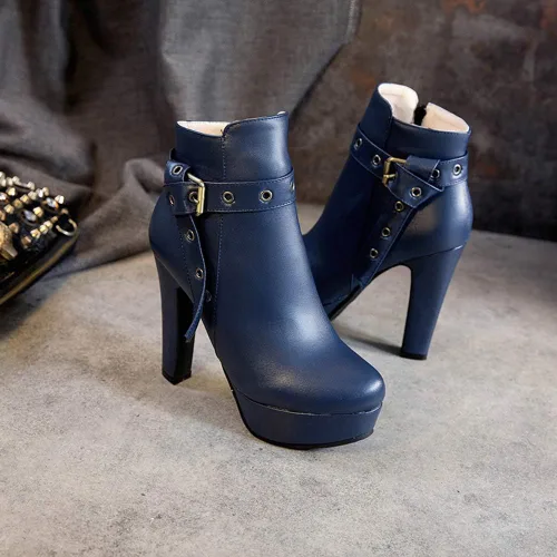 Vista 52 de Scaoruki Zapatos de otoño de moda para mujer, botines de tacón de bloque