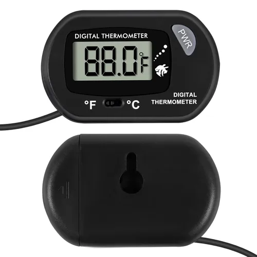 Vista 2 de Termómetro para acuario, termómetro de pecera, termómetro de agua con cable de 3.3 pies Fahrenheit/Celsius(℉/℃) para vehículos, terrario