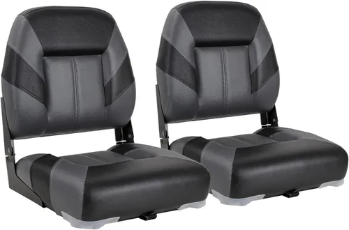 Vista 9 de NORTHCAPTAIN T1 Deluxe Asiento plegable para barco con respaldo bajo, tornillos de acero inoxidable incluidos A-Blanco/Rojo Vino/Carbón (2 asientos)