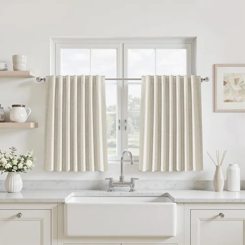Vista 39 de Cortinas opacas de 54 pulgadas de largo para dormitorio, sala de estar, cortinas beige con aislamiento térmico, oscurecimiento de la habitación