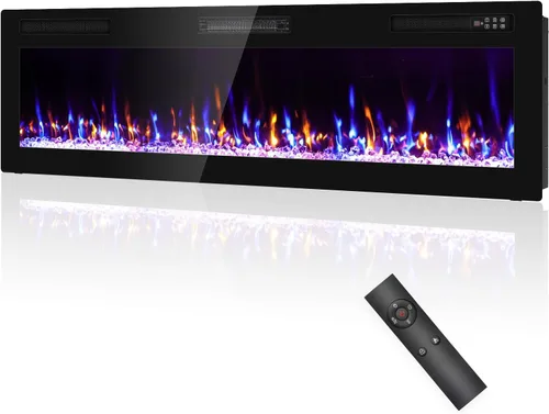 Vista 12 de Chimenea eléctrica de 50" empotrada y montada en la pared con control remoto, pantalla táctil