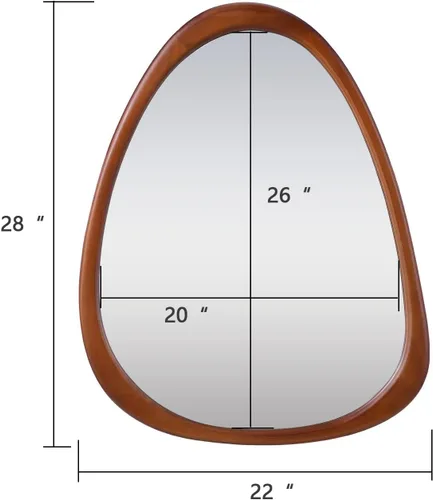 Vista 6 de Espejo de pared de madera irregular de 28 x 22 pulgadas, espejo decorativo abstracto asimétrico para sala de estar, dormitorio, entrada, baño
