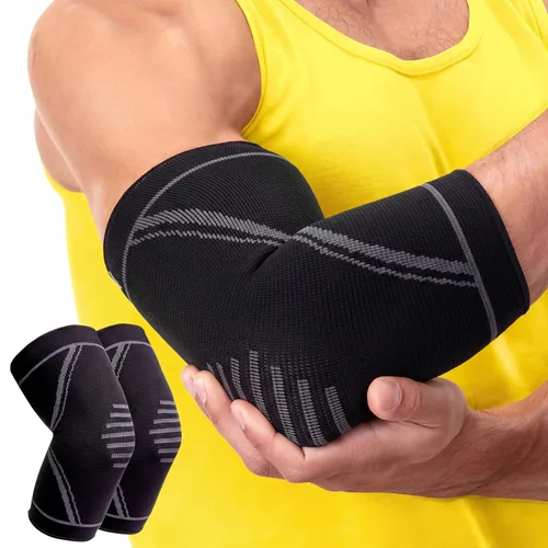 Vista 11 de PhysFlex - Paquete de 2 coderas de codo para alivio del dolor de codo de tenista y golfista - Manga de compresión de codo para levantamiento
