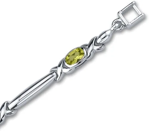 Vista 3 de Peora Juego de pulseras de peridoto de plata de ley de 2,25 quilates, No aplicable, Peridoto