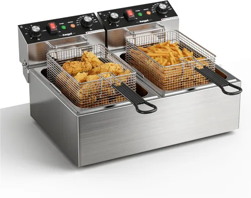 Vista 9 de Freidora eléctrica profunda de un solo tanque con canasta, capacidad 10L (10.5QT), freidoras eléctricas de encimera con temporizador de 60 minutos