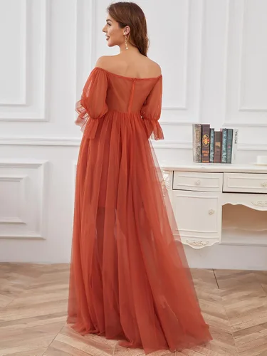 Vista 2 de Ever-Pretty Vestido de maternidad de tul con hombros descubiertos para mujer 20862