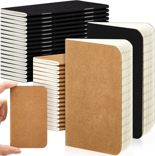 Vista 13 de Outus 36 piezas de mini cuadernos de bolsillo 2.5" x 4" de papel kraft, bloc de notas mini, cubierta blanda en masa, cuaderno de notas de bolsillo