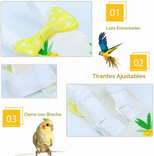 Vista 4 de QBLEEV - Suite de vuelo para pañales para pájaros, pañal reutilizable para loro