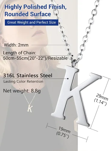 Vista 4 de PROSTEEL Collares con inicial para mujer, chapado en oronegro, acero inoxidable 316 A-Z, joyería con nombre, ajustable de 20 a 22 pulgadas, viene
