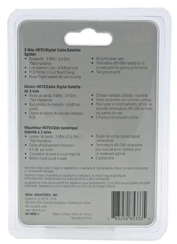 Vista 6 de IDEAL INDUSTRIES INC. 85-333 - Divisor de cable digital de 3 vías, 2,4 GHz