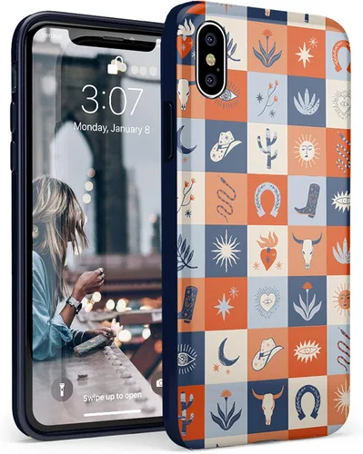 Vista 21 de Casely Funda para iPhone X/XS y I OOP Muestra mixta Diseño clásico ultra delgado