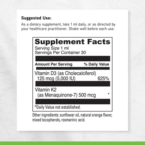 Vista 6 de DAVINCI Labs D3/K2 Liquid - Suplemento líquido de vitamina D y vitamina K para la salud ósea, apoyo cardíaco y absorción de calcio* - 1.0 fl oz