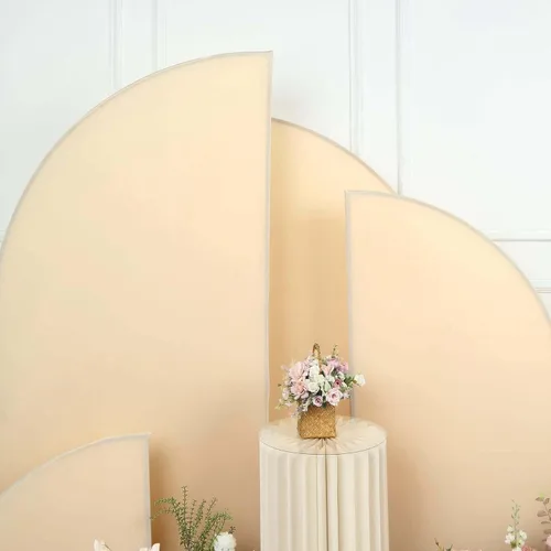 Vista 9 de Efavormart - Juego de 4 fundas de elastano beige para arco de media luna, fundas de telón de fondo Chiara de 2.5 pies a 7 pies para escenarios