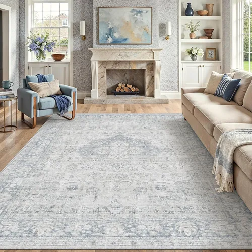 Vista 51 de PureCozy Alfombra de área beige de 2 x 3 pulgadas, lavable, vintage, pequeña, para entrada, cocina, suave, retro, floral, de pelo bajo, tapete
