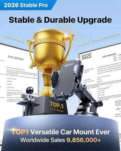 Vista 2 de Andobil - Soporte para teléfono EASY CLAMP 3.0 【La versión más estable】Soporte universal para teléfono manos libres con ventilación para parabrisas