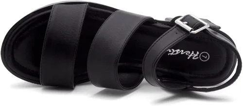 Vista 2 de Herstyle Sandalias de tacón de bloque para mujer, puntera abierta, dos bandas, suela de lengüeta de moda, zapatos de tacón de plataforma con correa