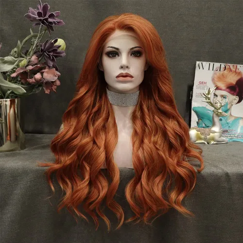 Vista 9 de IMSTYLE Peluca rubia con encaje frontal, pelucas de cabello sintético de onda larga para mujer, línea capilar natural, cabello rubio seguro al Rubio