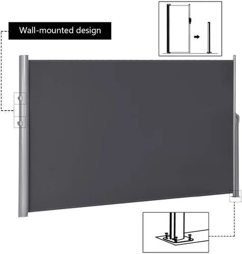 Vista 4 de Tangkula Toldo retráctil plegable para patio al aire libre, impermeable, divisor de privacidad (118.5 x 63 pulgadas, gris)