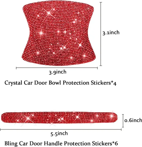 Vista 6 de BetterJonny 10 unidades de protectores de arañazos de cristal, pegatinas de manija de strass para protección brillante para calcomanías de auto