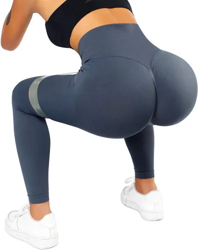 Vista 5 de SUUKSESS Leggings sin costuras para mujer, con levantamiento de glúteos, cintura alta, pantalones de yoga para entrenamiento
