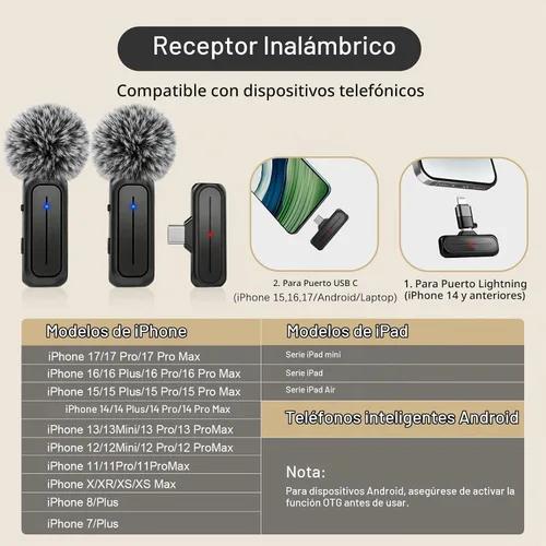 Vista 2 de MAYBESTA Mini micrófono inalámbrico para iPhone y teléfono Android, micrófonos de solapa Bluetooth con estuche de carga para grabación de video, 2