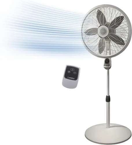 Vista 12 de Lasko 1646 - Ventilador de pedestal oscilante y ajustable con temporizador y control remoto para uso en interiores, dormitorio, sala de estar, Blanco