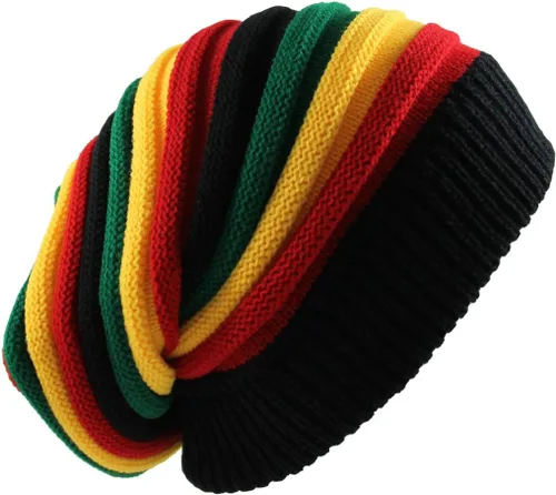 Vista 2 de RW Gorro clásico Rasta Slinky para hombre, negro/rasta, talla única, Negro/Rasta
