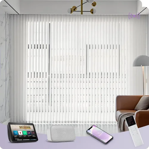 Vista 8 de Graywind Persianas verticales motorizadas compatibles con Alexa Google Privacidad reversibles opacas persianas verticales inteligentes control