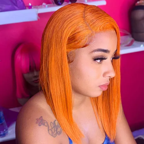 Vista 16 de Peluca Bob de pelo humano 13x4 encaje frontal HD estilo Bob corta y recta con parte lateral para mujeres negras, pelo humano prearrancado, sin De