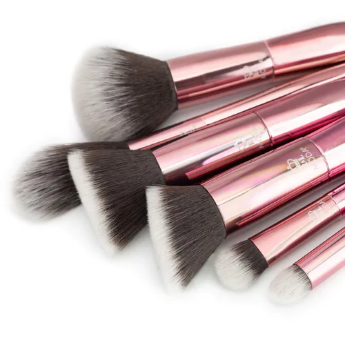 Vista 6 de MODA Kit de 6 brochas de maquillaje de rosas de edición limitada, incluye polvo, licuadora angular, tez, difusor, sombra y pinceles de ojos ahumados