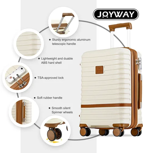 Vista 3 de Joyway Juego de equipaje de 3 piezas, equipaje de mano expandible con rueda giratoria, juego de equipaje de carcasa dura con bloqueo TSA