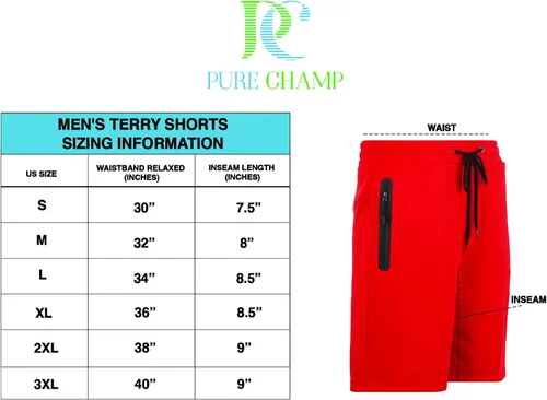 Vista 6 de PURE CHAMP Pantalones cortos de felpa francesa para hombre, paquete de 3 pantalones cortos de gimnasio para hombre, pantalones cortos