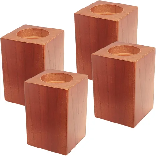 Vista 7 de Elevadores de madera para cama, elevadores para muebles, altura de 4.5 pulgadas, elevadores resistentes, color negro Paquete de 4 extensores