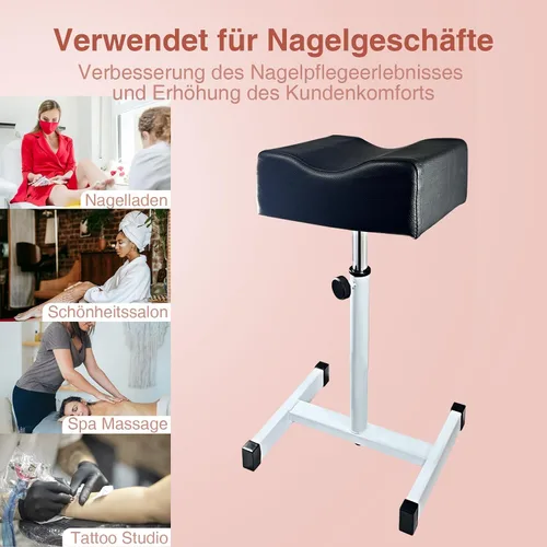 Vista 7 de Reposapiés de pedicura, silla de pedicura ajustable en altura, taburete de pedicura antideslizante para masaje, oficina o hogar, color negro