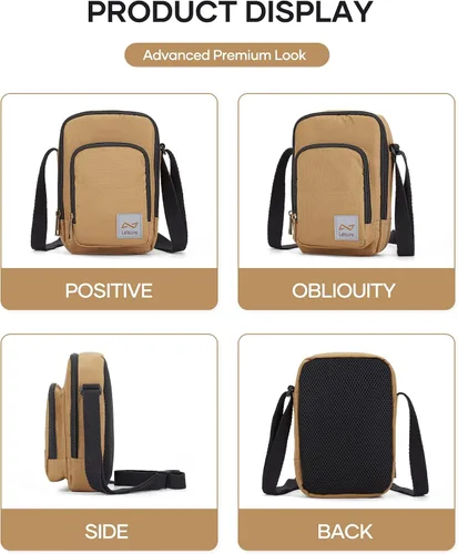 Vista 6 de Bolso cruzado para hombre, mini bolso de hombre, bolso de hombro de mensajero de viaje para hombre, bolsas laterales pequeñas para hombre